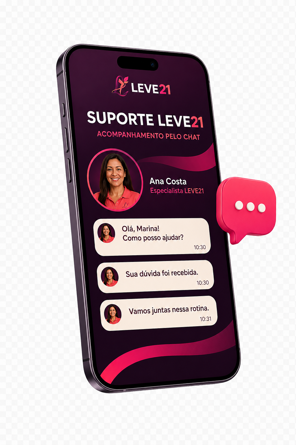 Tela do app LEVE21 com os treinos guiados por categoria